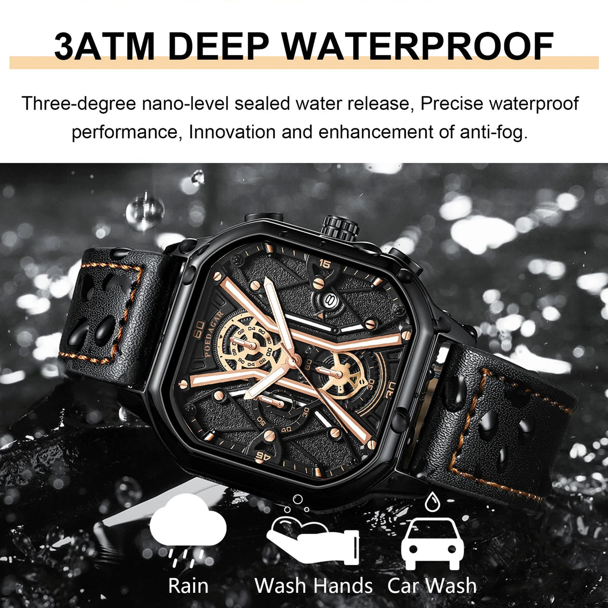 Montre Chronographe Squelette avec Accents Dorés 6