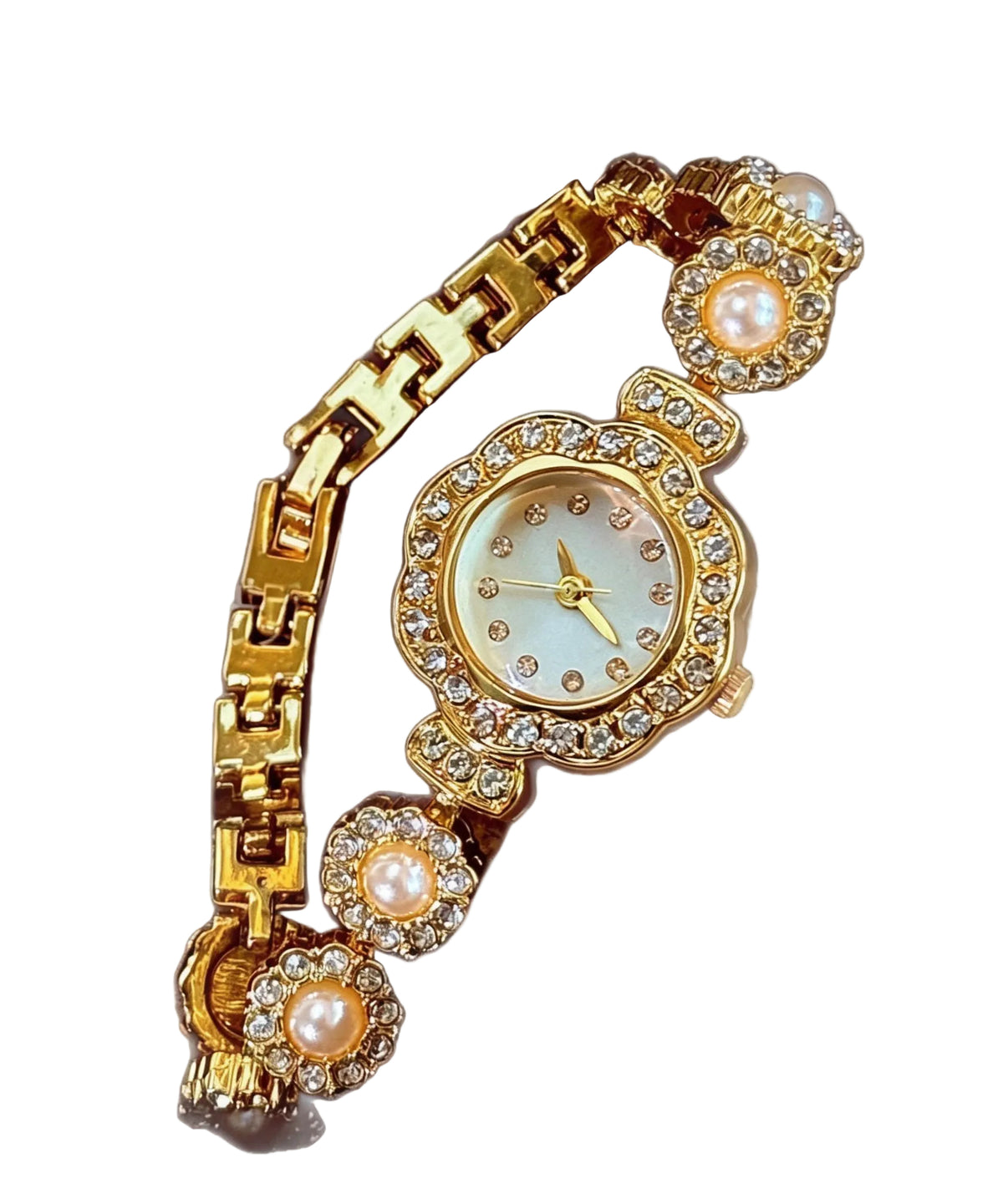 Montre Femme Style Classique avec Détails Floraux et Zircon 4