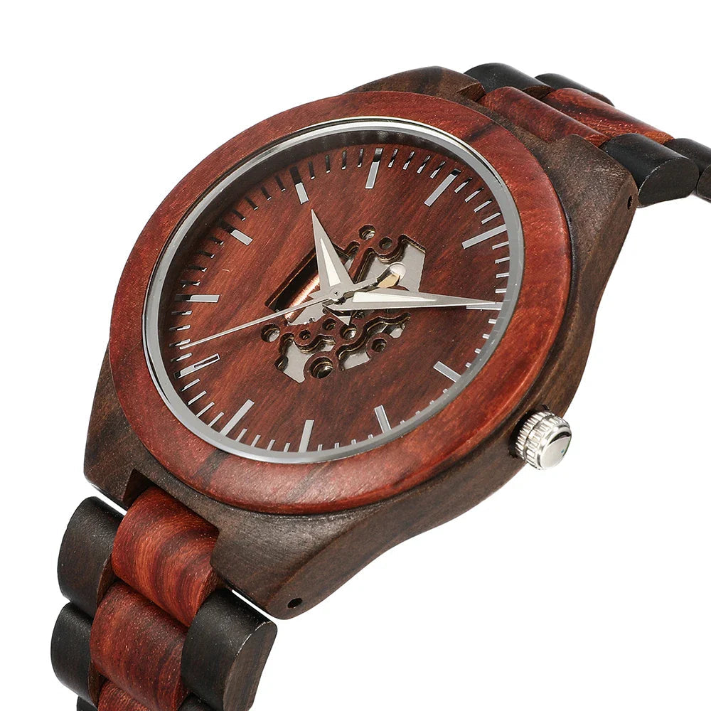 Montre pour hommes à cadran rond en bois 1