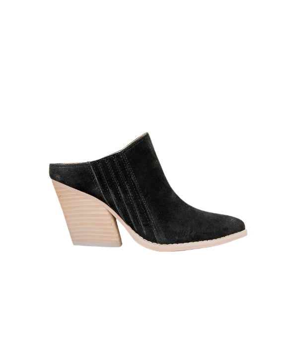 Mules à Talons Épais Ouverts au Dos Noir 0