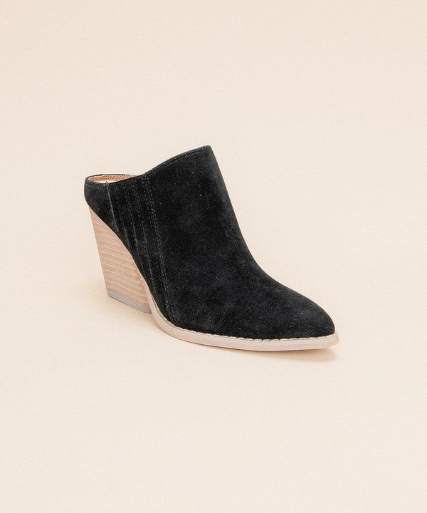 Mules à Talons Épais Ouverts au Dos Noir 1