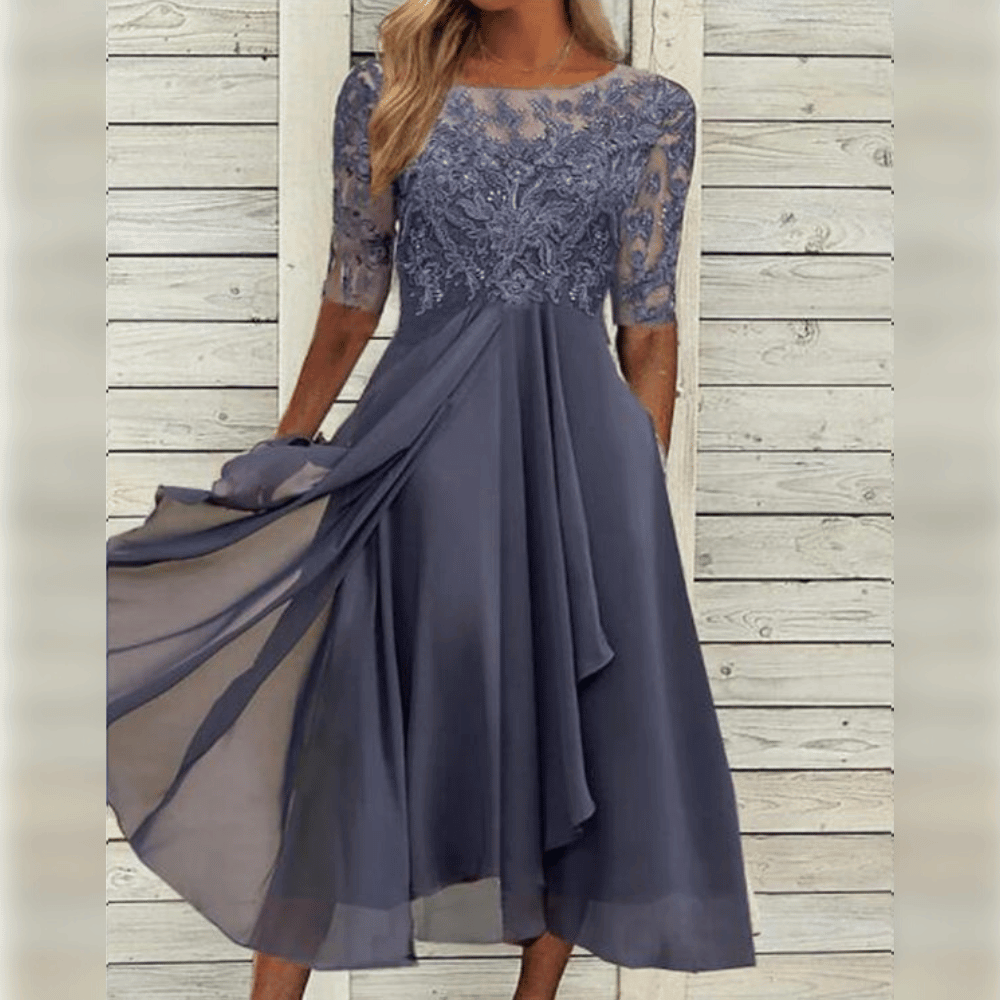 Variant image for Robe Midi Femme Chic en Tissu Léger Élégant-17