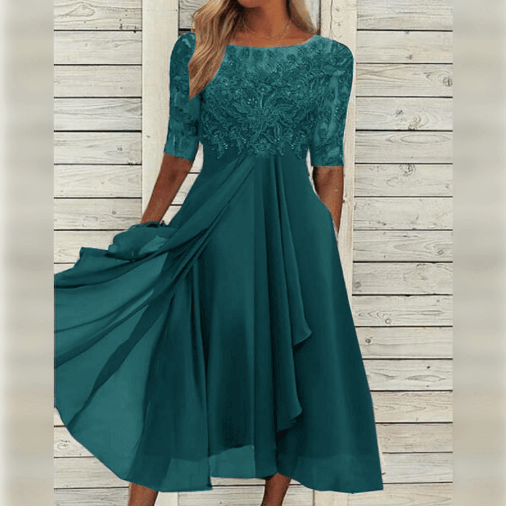 Variant image for Robe Midi Femme Chic en Tissu Léger Élégant-22