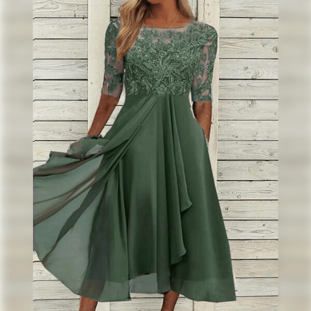 Variant image for Robe Midi Femme Chic en Tissu Léger Élégant-7