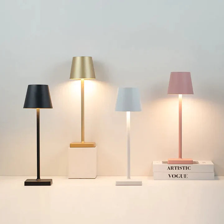 Lampe de Table Sans Fil Rechargeable Élégante LED Aluminium Argent-1