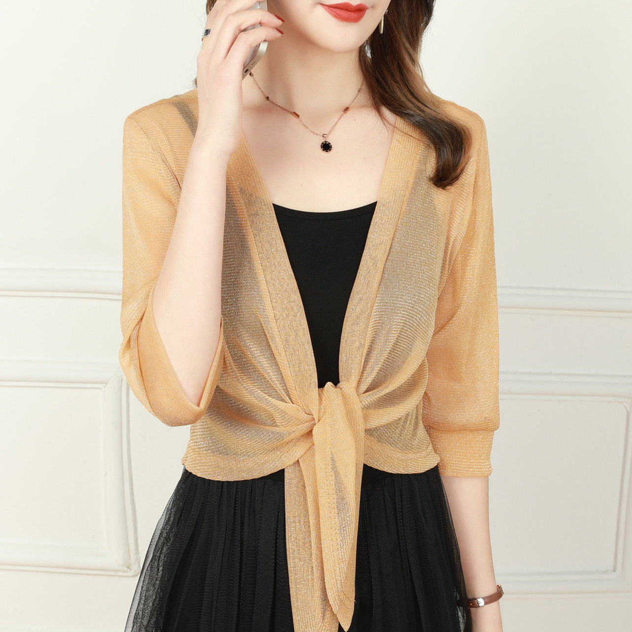 Variant image for Chemisier Femme Chic Ouvert Aéré Tissu Léger-49