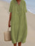 Robe d'Été Femme Beige Chic Décolleté en V Coton Respirant-1