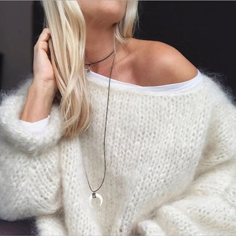 Pull Femme Tricoté Élégant en Coton et Acrylique 1