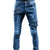 Jean Décontracté Homme Style Motard en Denim