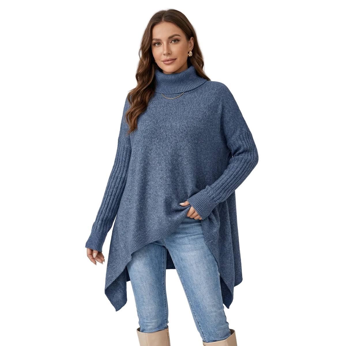 Pull Col Roulé D'Hiver Pour Femme Confortable