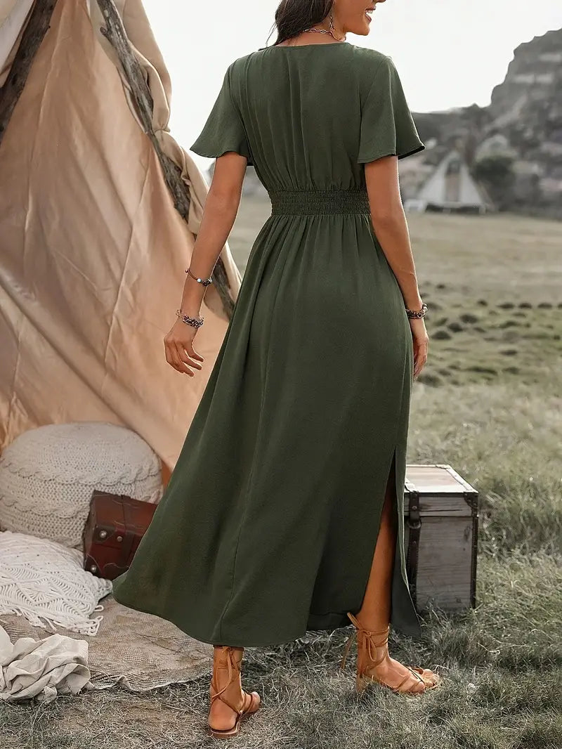 Robe d'Été Longue Femme Élégante en Tissu Léger-4