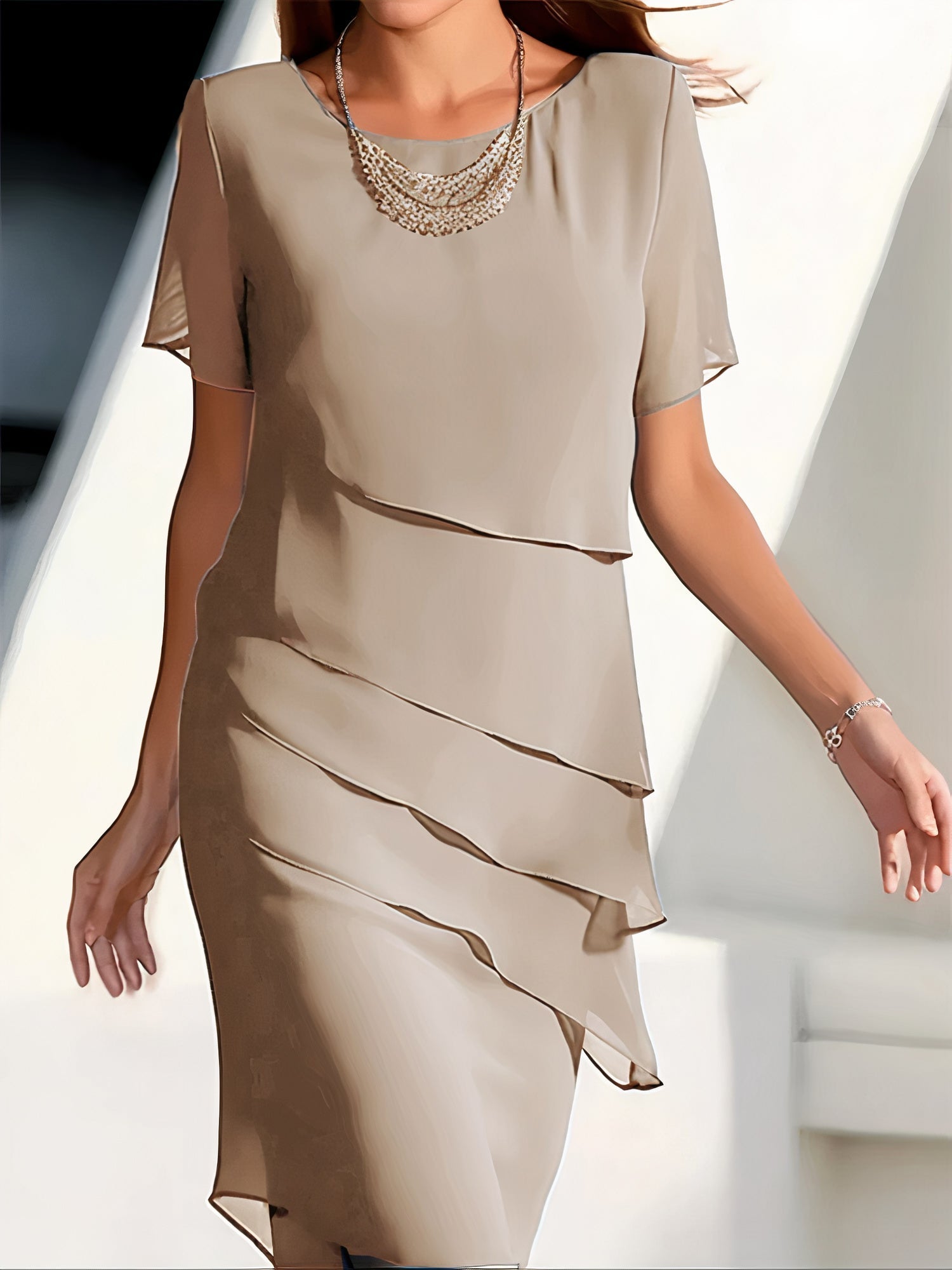 Variant image for Robe Longue Femme en Mousseline Élégante et Polyvalente pour Été-25