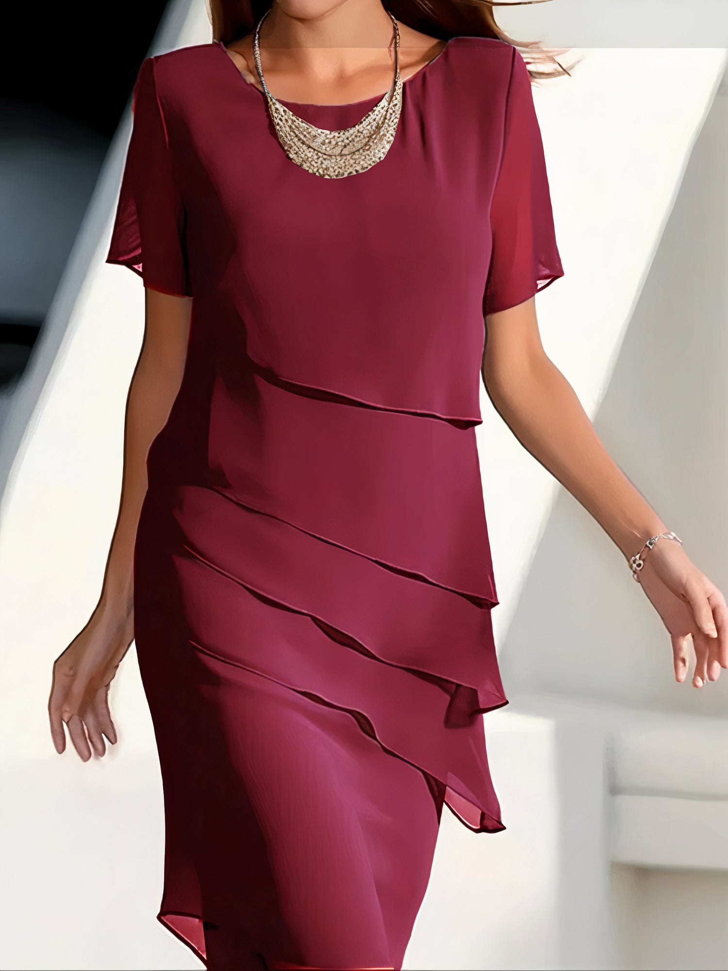Variant image for Robe Longue Femme en Mousseline Élégante et Polyvalente pour Été-1