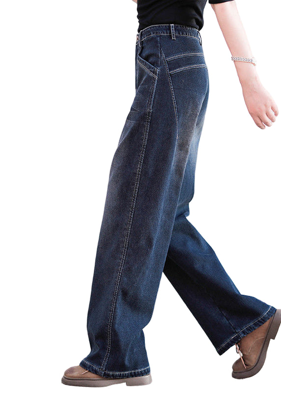 Pantalon Baggy en Denim pour Femme Taille Haute 0