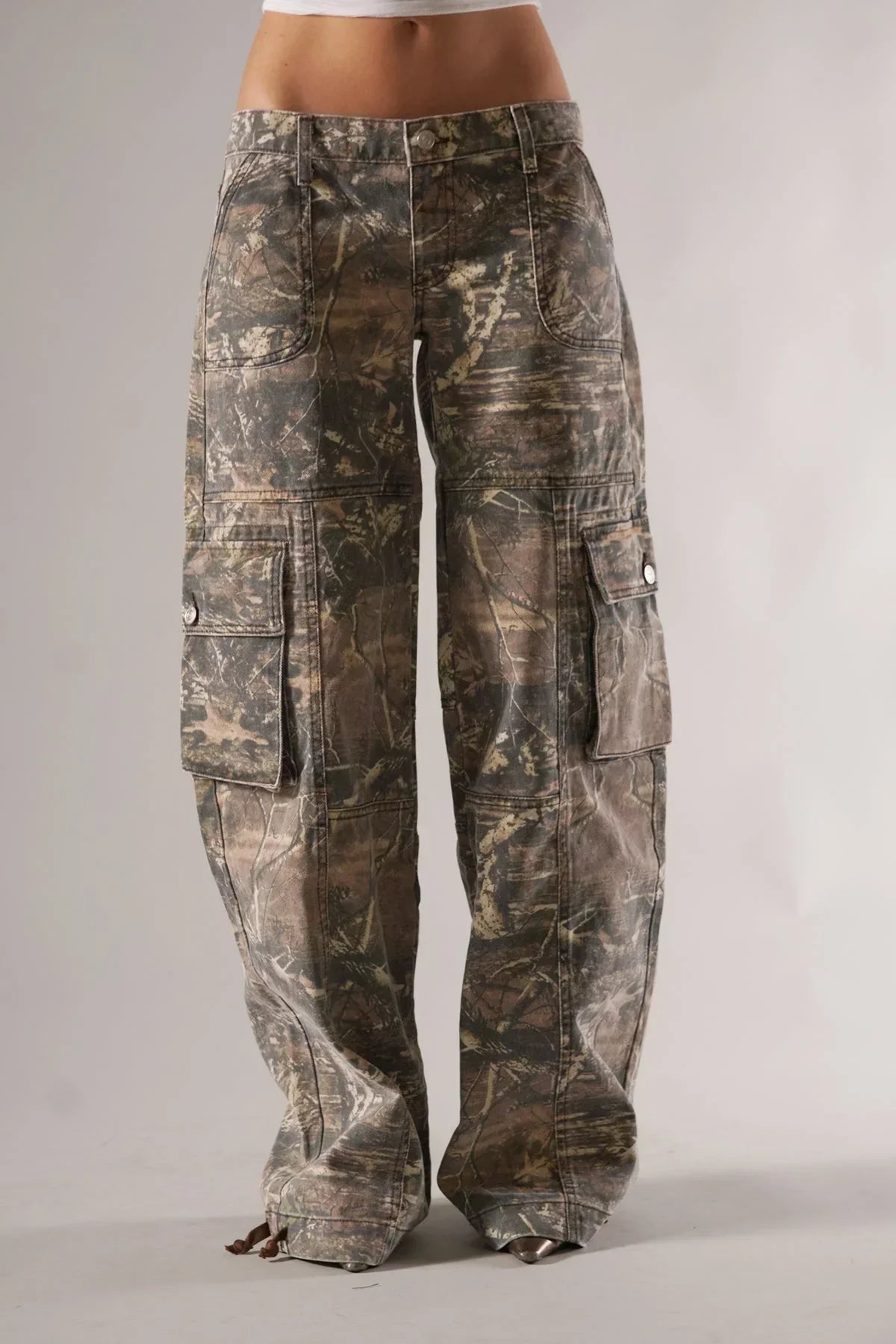 Pantalon Cargo Femme Ample Style Décontracté Camouflage 3