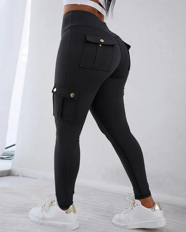 Pantalon Cargo Femme Taille Haute Ajusté Tissu Extensible 3