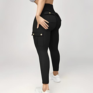Pantalon Cargo Femme Taille Haute Ajusté Tissu Extensible 8