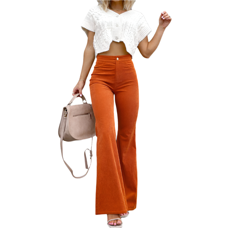 Pantalon Évasé Femme en Velours Écologique