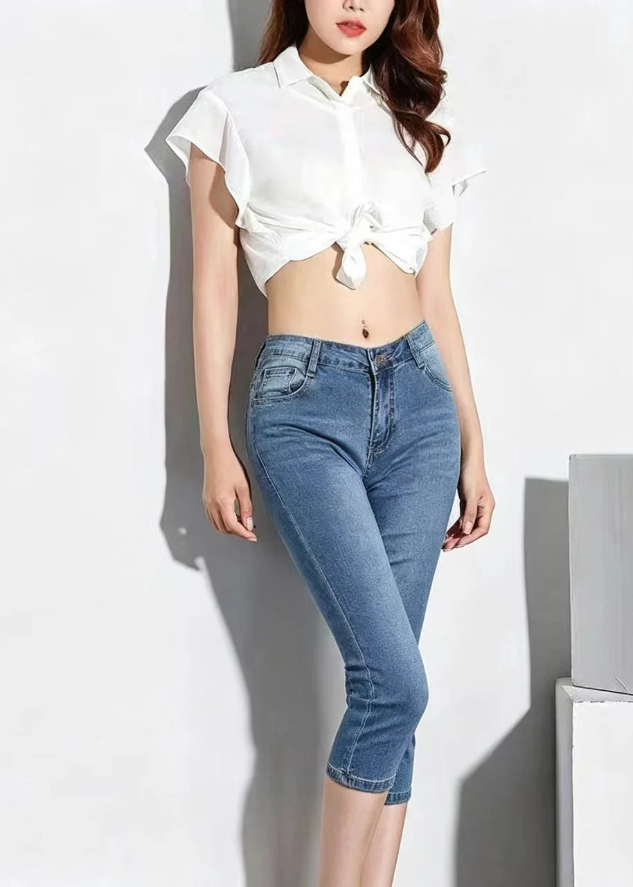Pantalon Femme Capri Taille Haute Ajustée 1