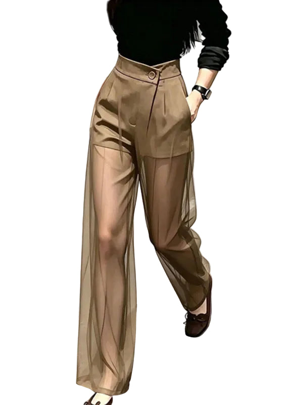Pantalon Femme Drapé Transparent Style Estival 0