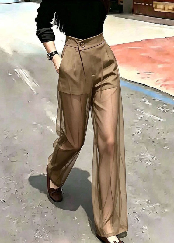 Pantalon Femme Drapé Transparent Style Estival 3