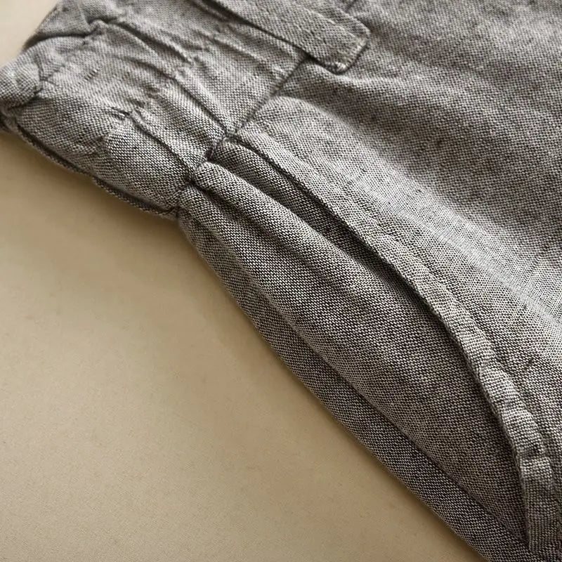 Pantalon Femme Large Taille Haute Élastique Mélange de Tissus Doux 4