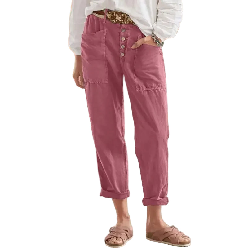Pantalon Femme Long Oversize Fluide en Lin et Coton 0