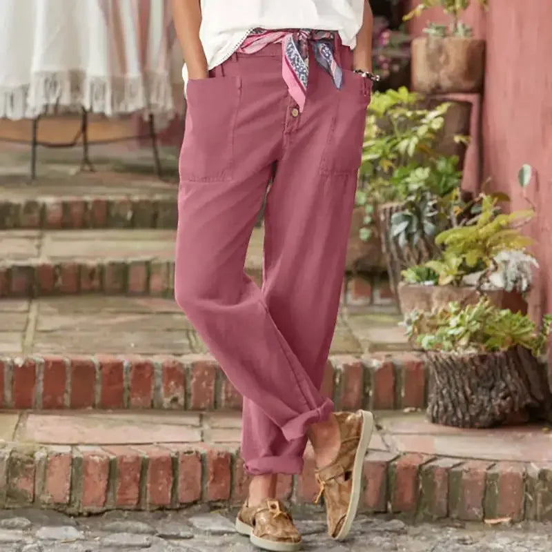 Pantalon Femme Long Oversize Fluide en Lin et Coton 1
