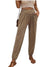 Pantalon Femme Long Taille Haute Élastique avec Poches 0