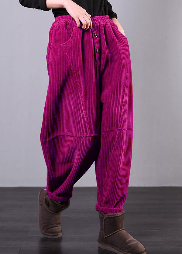 Pantalon Femme Oversize en Velours Côtelé Décontracté 8