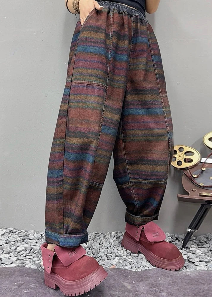 Pantalon Femme Rayé Confort Automnal 1