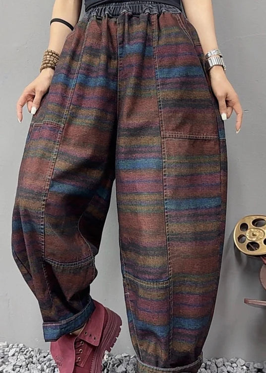 Pantalon Femme Rayé Confort Automnal 4