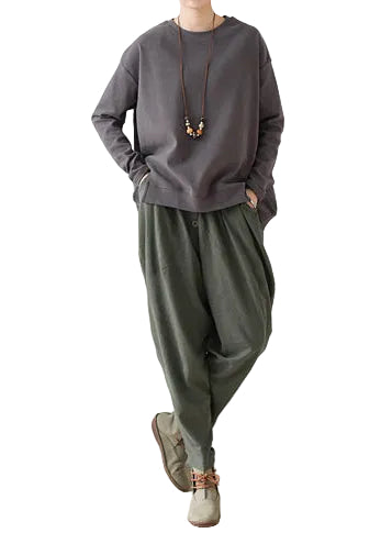Pantalon Femme Sarouel Ample Automnal 0