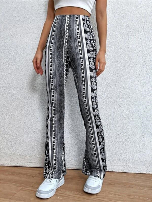 Pantalon Femme Skinny Imprimé Boho en Tricot Élastique 5