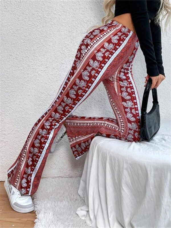 Pantalon Femme Skinny Imprimé Boho en Tricot Élastique 8