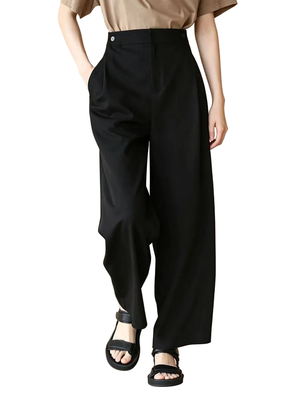 Pantalon Femme Taille Haute Coupe Large 0