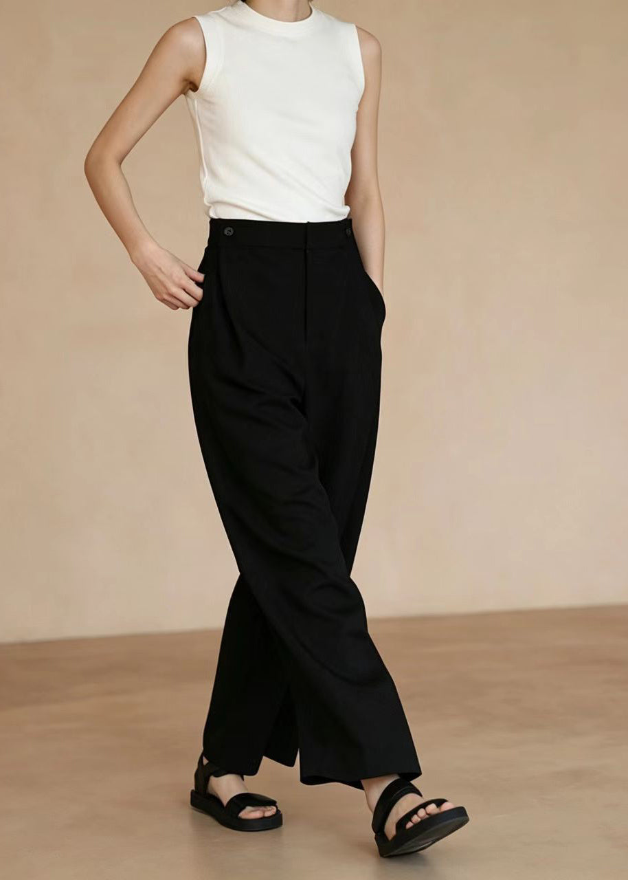 Pantalon Femme Taille Haute Coupe Large 2