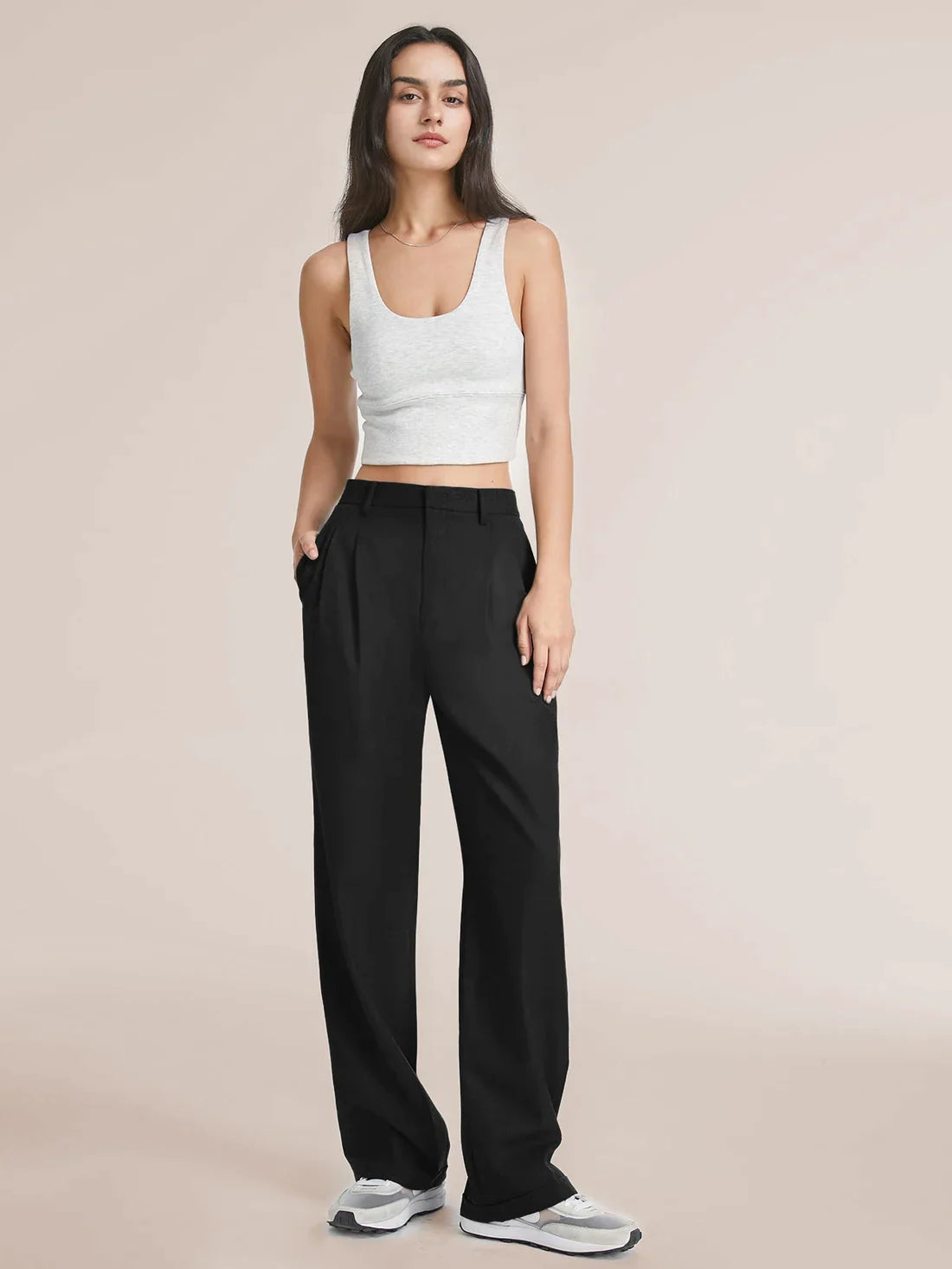 Pantalon Femme Taille Haute Pantalon Large Tissu Doux