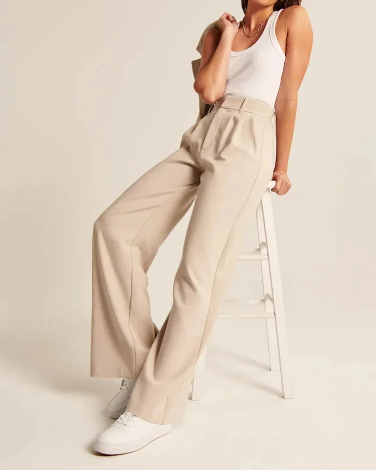 Pantalon Femme Taille Haute Pantalon Large Tissu Doux