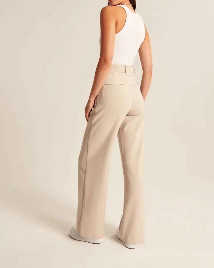 Pantalon Femme Taille Haute Pantalon Large Tissu Doux