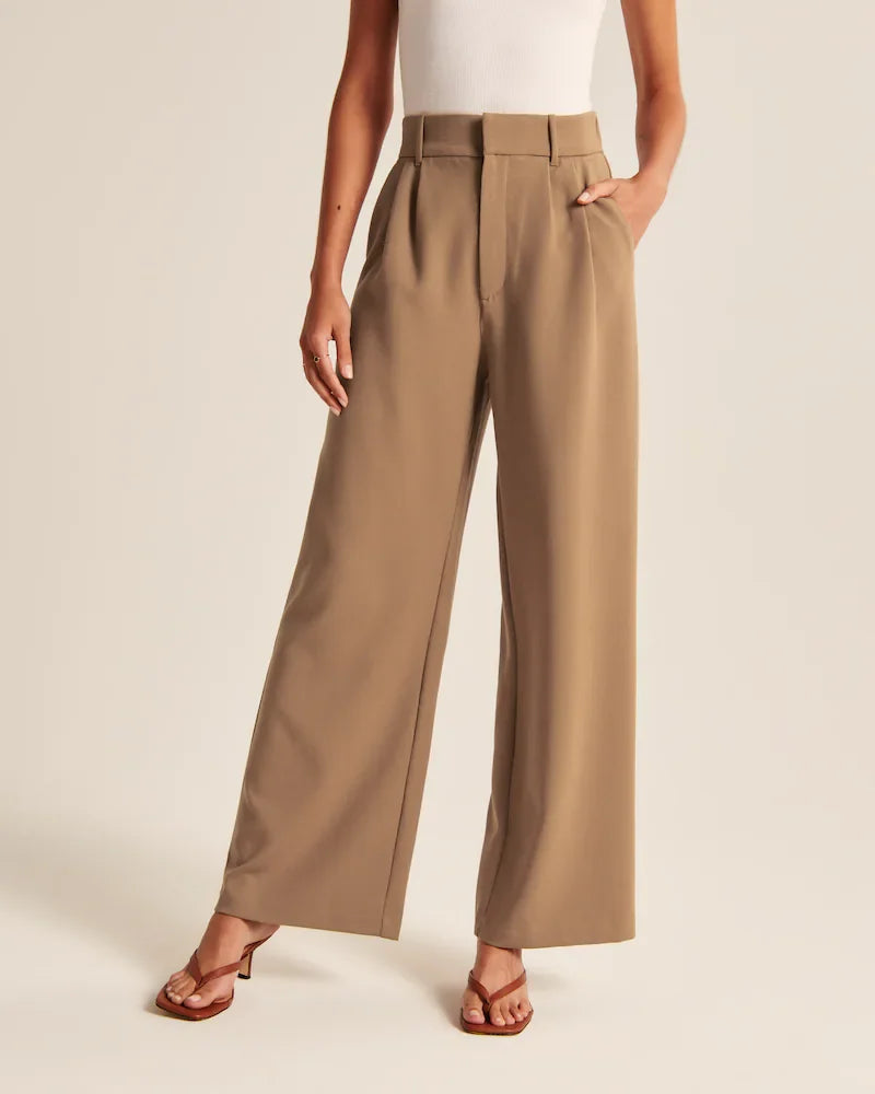 Pantalon Femme Taille Haute Pantalon Large Tissu Doux
