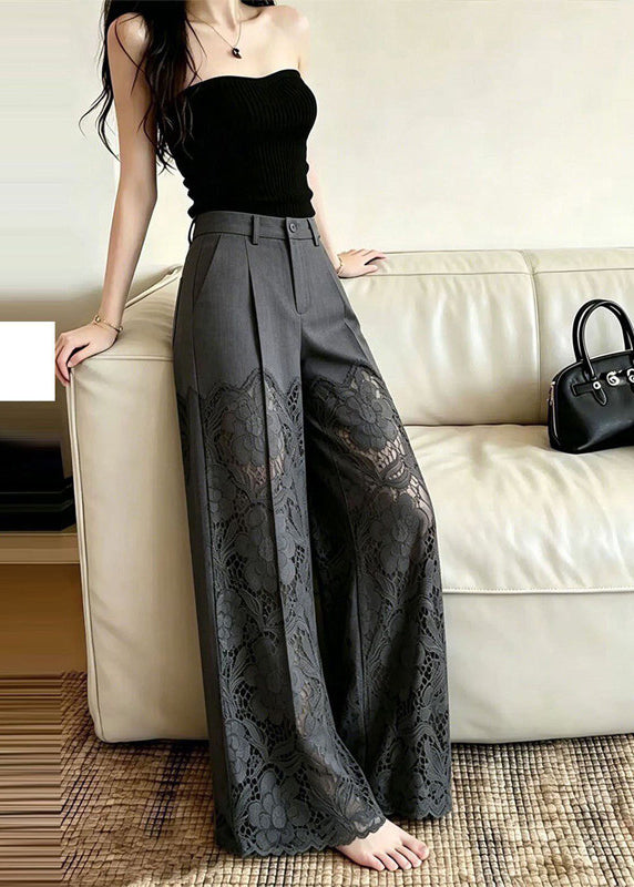 Pantalon Femme Taille Haute Patchwork Dentelle 3