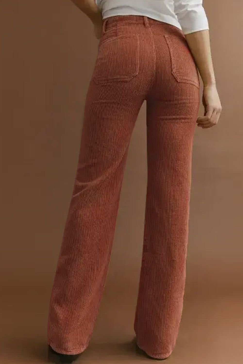 Pantalon Femme Taille Haute avec Poches Carrées Moderne 1