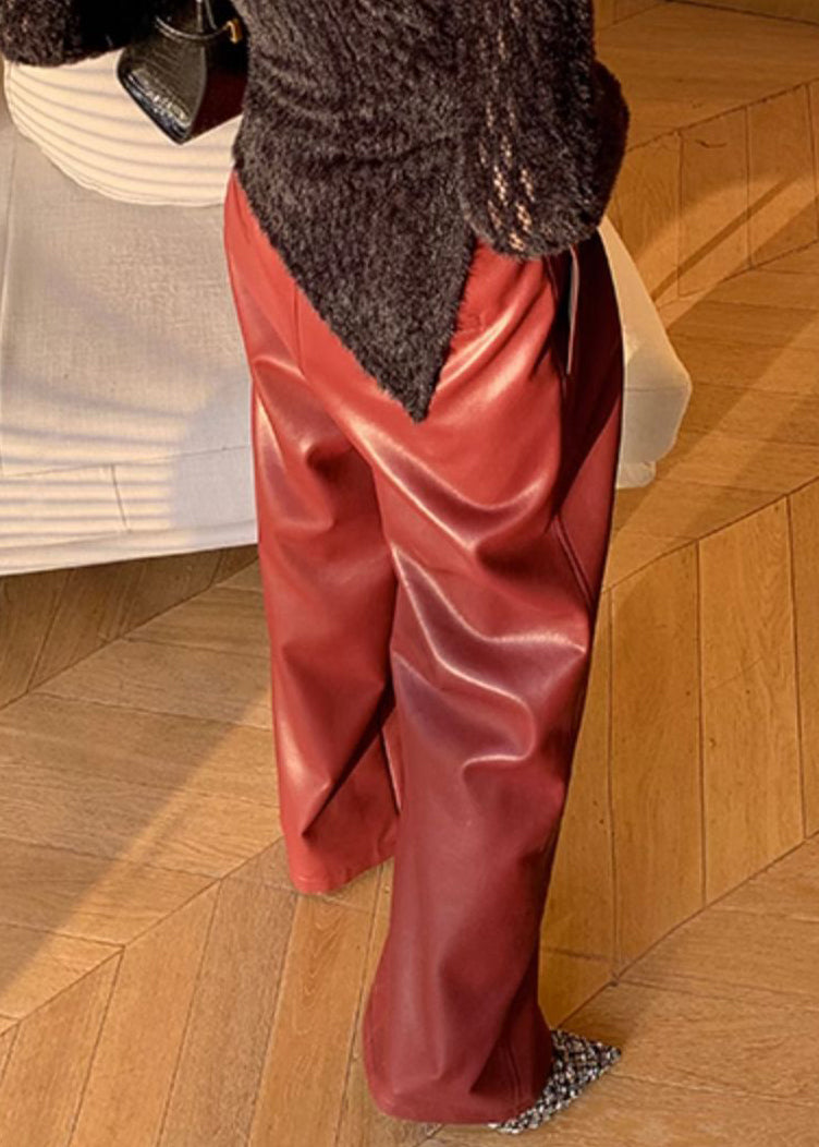 Pantalon Femme Taille Haute en Simili Cuir 4