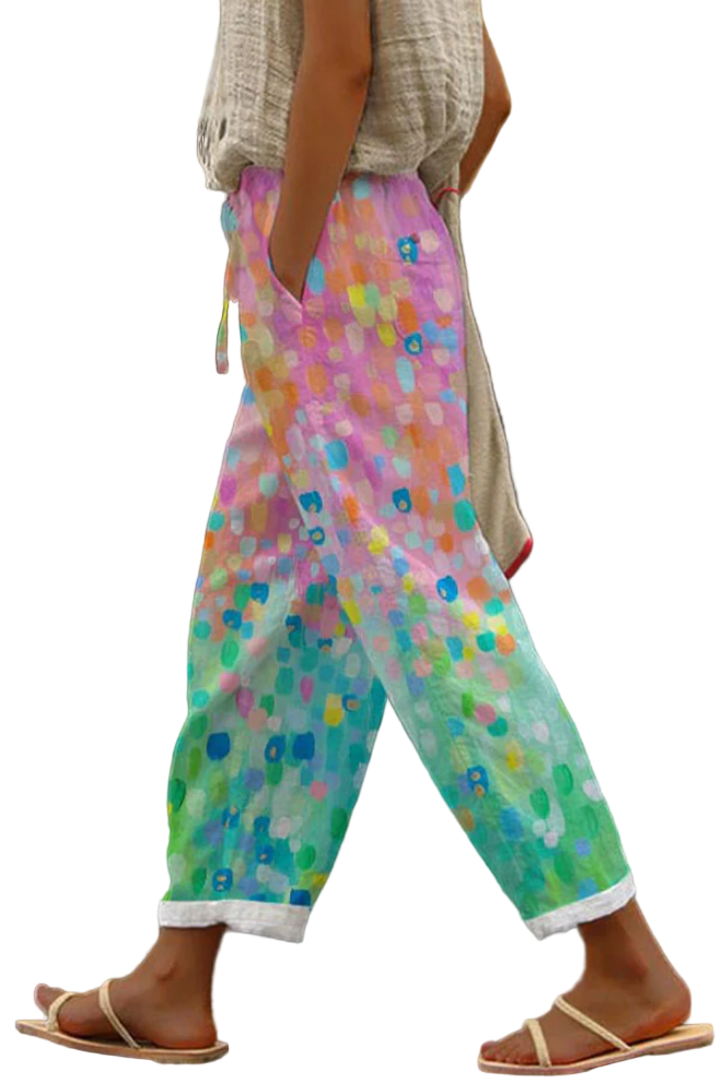 Pantalon Femme à Poches Boutonnées Imprimé Unique 0