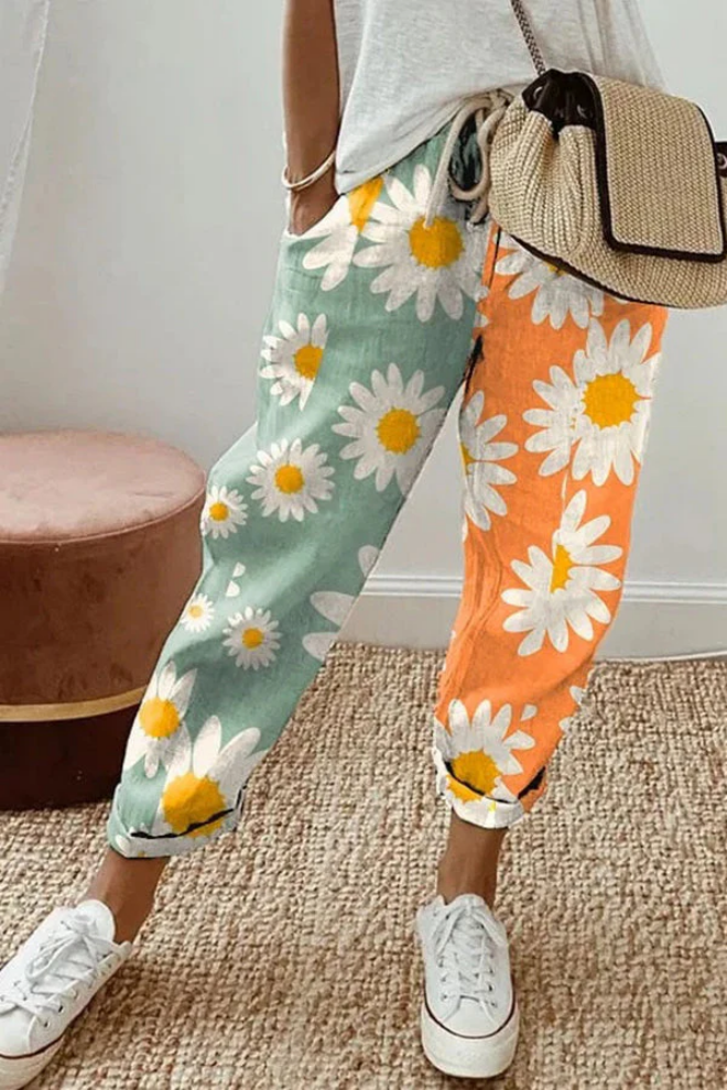 Pantalon Femme à Poches Boutonnées Imprimé Unique 5