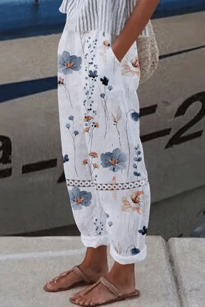 Pantalon Femme à Poches Boutonnées Imprimé Unique 9