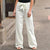 Pantalon Fluide Femme Coton Lin Taille Élastique Décontracté 3