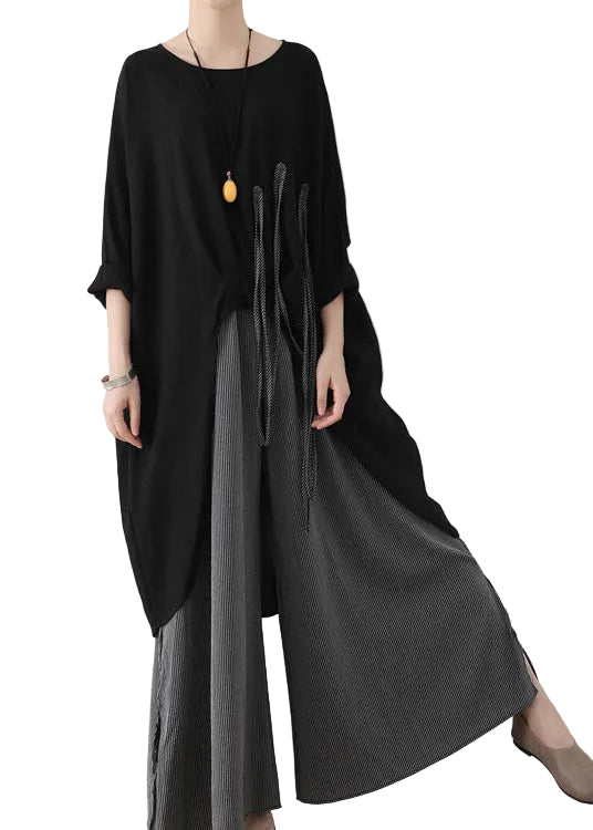 Pantalon Fluide Femme Coupe Large Décontractée Taille Élastique Automne 0