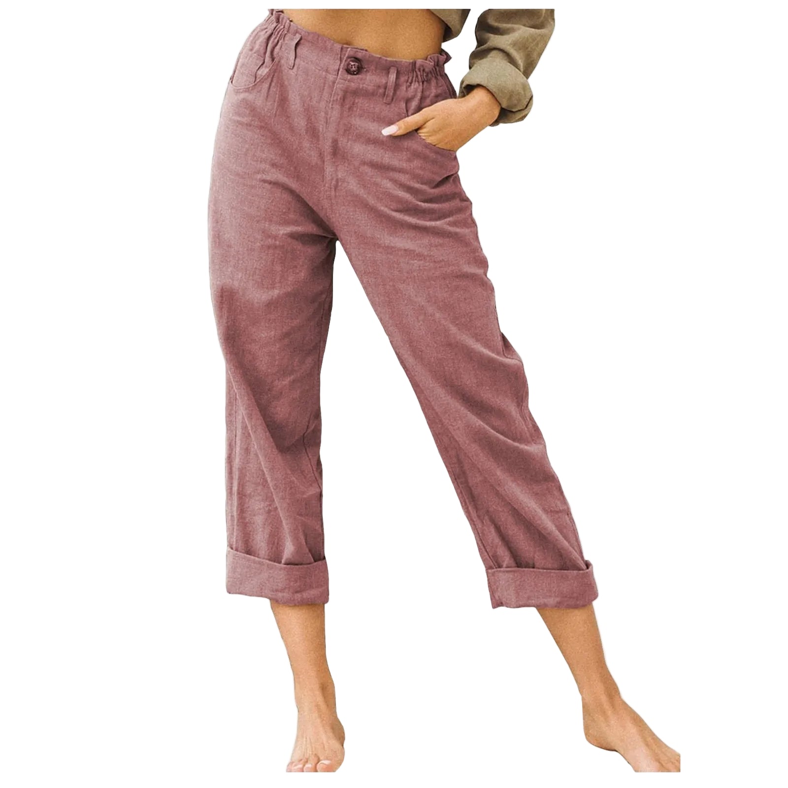 Pantalon Fluide Femme Décontracté Coton Lin 0